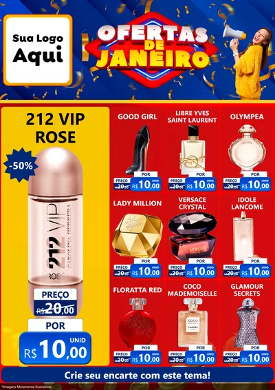 Modelo de Encarte para Encarte A4 Vertical com o tema Ofertas de Janeiro para Perfumes