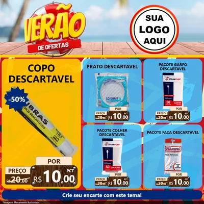Modelo de Rede Social para Feed Facebook com o tema Verão de Ofertas para Embalagens