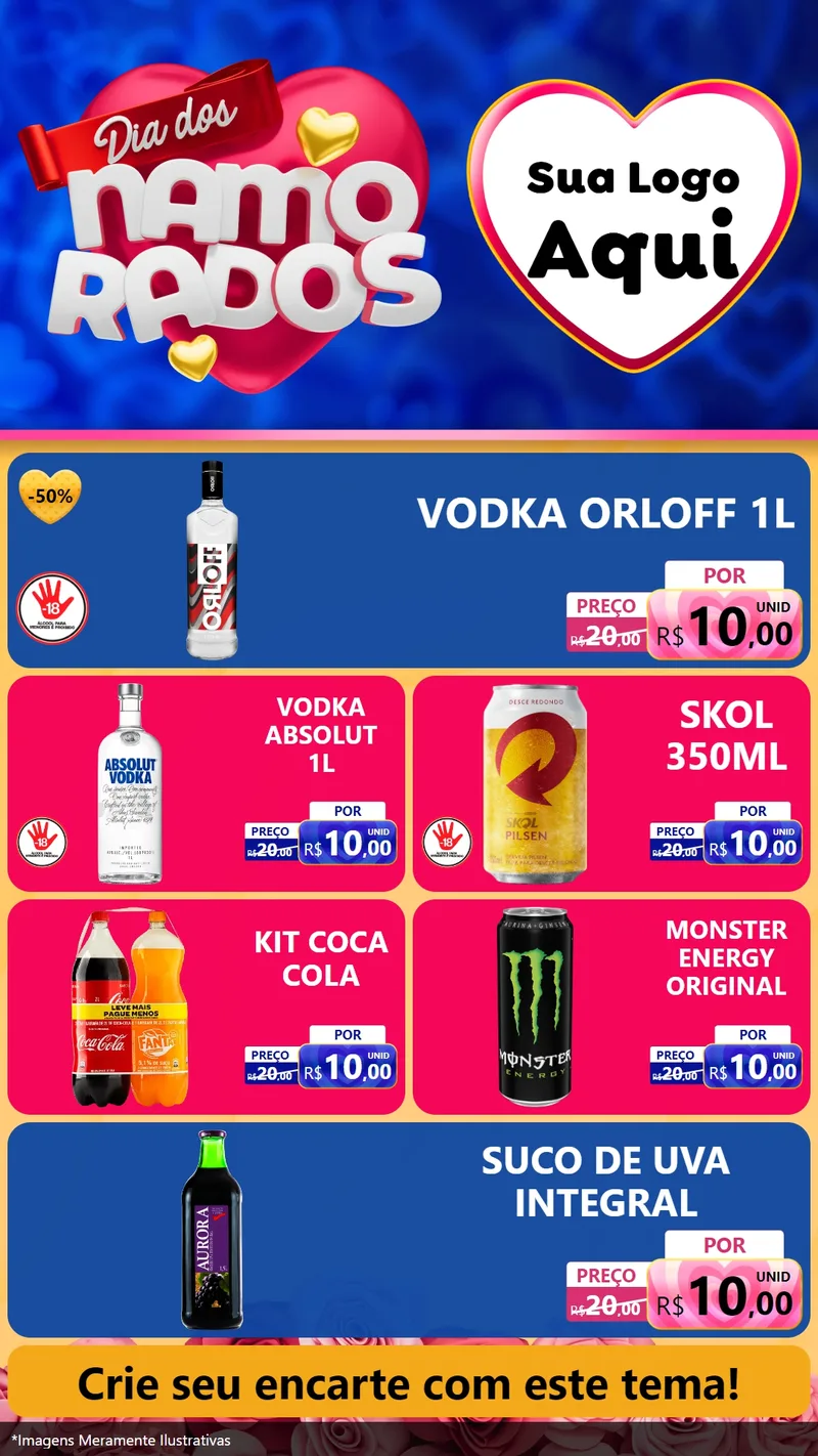 Modelo de TV para TV Vertical com o tema Dia dos namorados para Distribuidora de bebidas