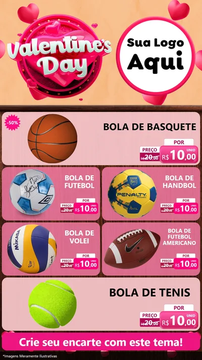 Modelo de TV para TV Vertical com o tema Valentine's Day para Artigos Esportivos