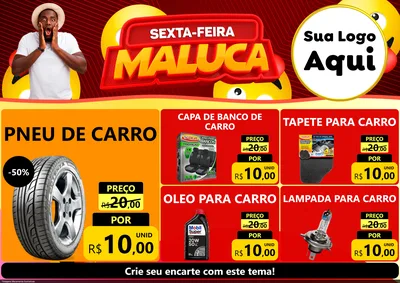 Modelo de Encarte para Encarte A4 Horizontal com o tema Sexta-feira Maluca para Auto peças