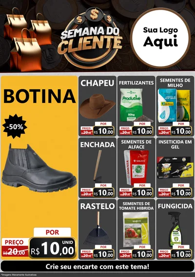 Modelo de Encarte para Encarte A4 Vertical com o tema Semana do Cliente para Agropecuária