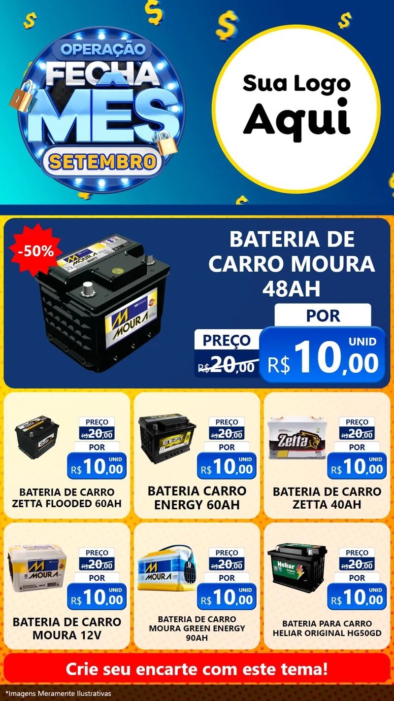 Modelo de Rede Social para Stories com o tema Operação Fecha Mês Setembro para Baterias Elétricas