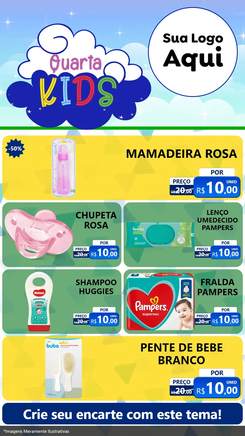 Modelo de TV para TV Vertical com o tema Quarta Kids para Bebês