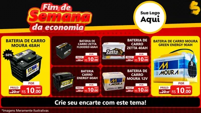 Modelo de TV para TV Horizontal com o tema Fim de Semana da Economia para Baterias Elétricas