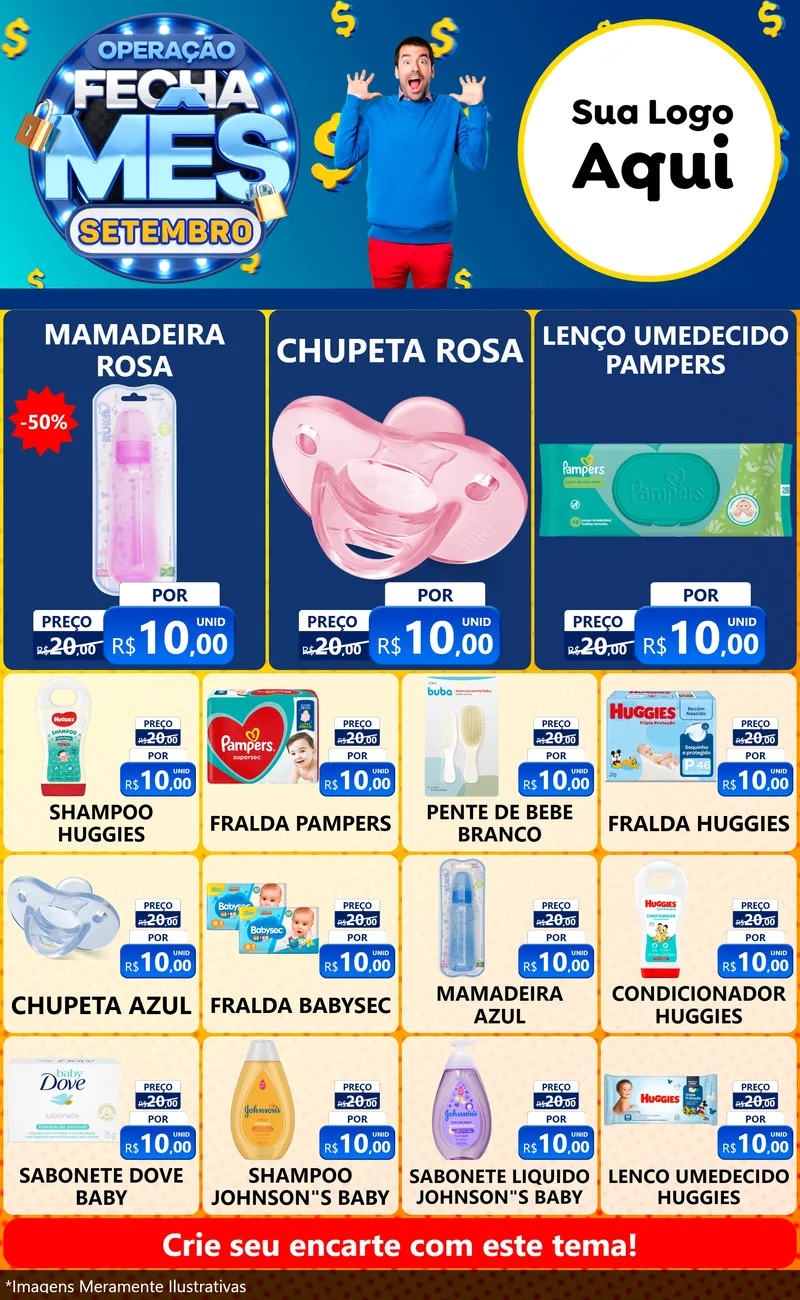Modelo de Encarte para Encarte Grande com o tema Operação Fecha Mês Setembro para Bebês