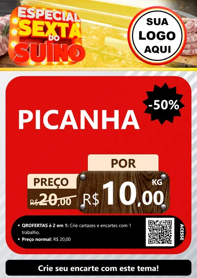 Modelo de Cartaz para Cartaz A4 Vertical com o tema Especial Sexta do Suíno para Açougue