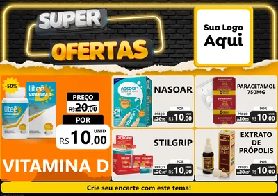 Modelo de Encarte para Encarte A4 Horizontal com o tema Super Ofertas para Farmácia