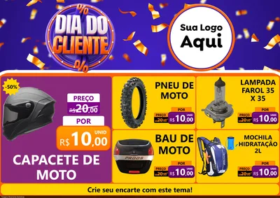 Modelo de Encarte para Encarte A4 Horizontal com o tema Dia do Cliente para Moto peças