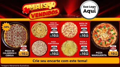 Modelo de TV para TV Horizontal com o tema Mais Vendidos para Pizzaria