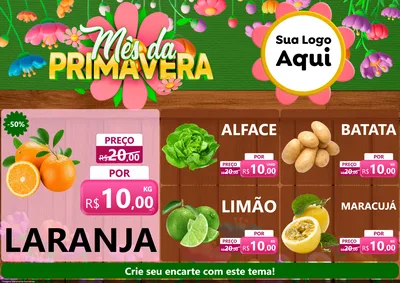 Modelo de Encarte para Encarte A4 Horizontal com o tema Mês da Primavera para Hortifrúti