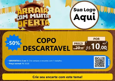Modelo de Cartaz para Cartaz A4 Horizontal com o tema Ofertas de São João - Junina para Embalagens