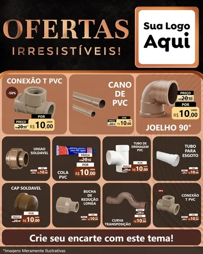 Modelo de Rede Social para Feed Instagram com o tema Ofertas Irresistíveis! para Tubos e conexões