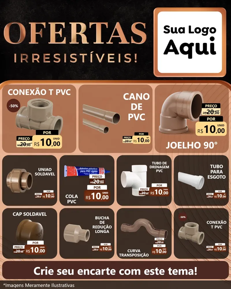 Modelo de Rede Social para Feed Instagram com o tema Ofertas Irresistíveis! para Tubos e conexões