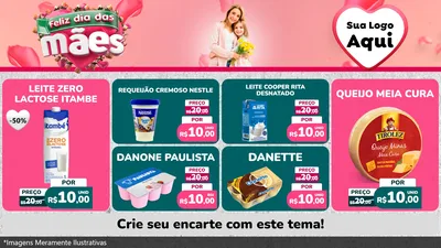 Modelo de TV para TV Horizontal com o tema Feliz Dia das Mães para Frios e Laticínios