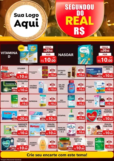Modelo de Encarte para Encarte A4 Vertical com o tema Segundou do Real para Farmácia