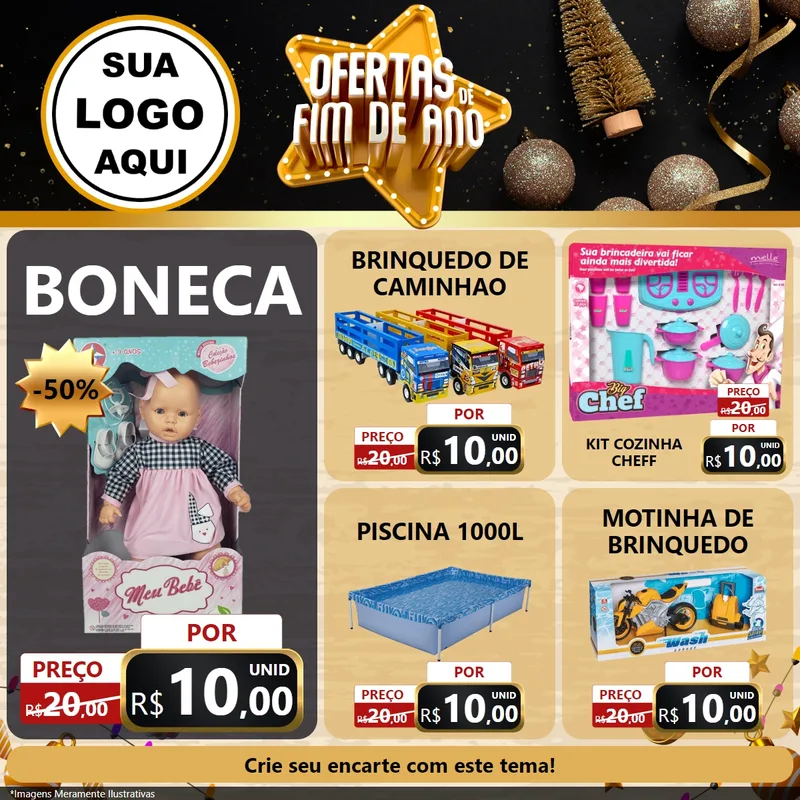 Modelo de Rede Social para Feed Facebook com o tema Ofertas de Fim de Ano para Brinquedos