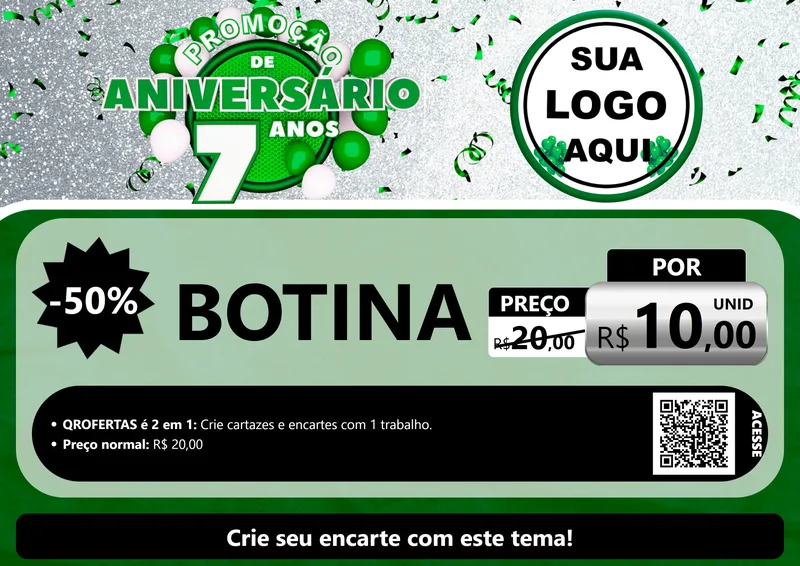 Modelo de Cartaz para Cartaz A4 Horizontal com o tema Promoção de Aniversário - 7 Anos para Agropecuária