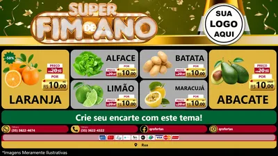 Modelo de TV para TV Horizontal com o tema Super Fim de Ano para Hortifrúti