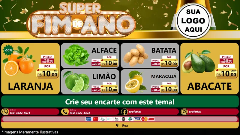 Modelo de TV para TV Horizontal com o tema Super Fim de Ano para Hortifrúti