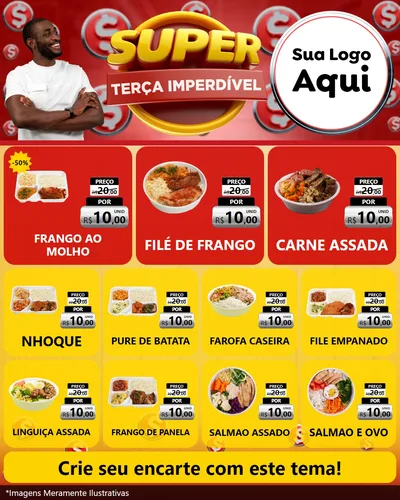 Modelo de Rede Social para Feed Instagram com o tema Super Terça Imperdível para Restaurante