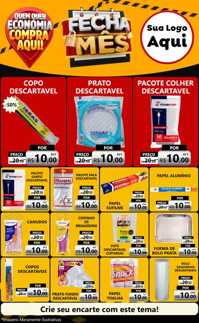 Modelo de Encarte para Encarte Grande com o tema Fecha Mês para Embalagens