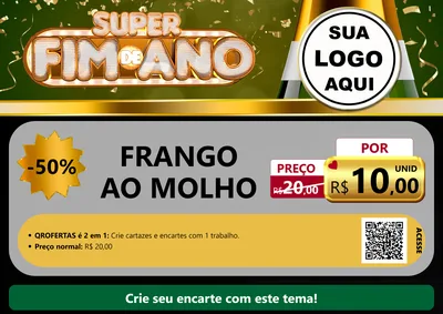 Modelo de Cartaz para Cartaz A4 Horizontal com o tema Super Fim de Ano para Restaurante