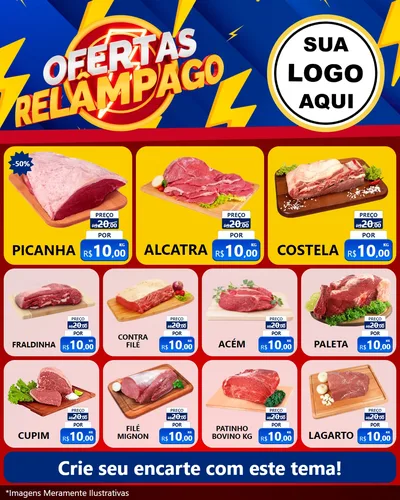 Modelo de Rede Social para Feed Instagram com o tema Ofertas Relâmpago para Açougue