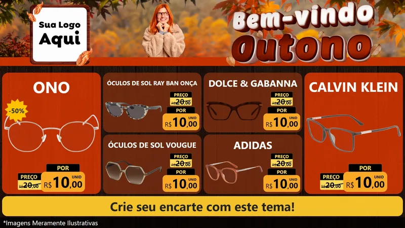 Modelo de TV para TV Horizontal com o tema Bem-vindo Outono para Óticas