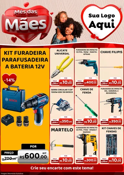 Modelo de Encarte para Encarte A4 Vertical com o tema Mês das Mães para Maquinas e Ferramentas