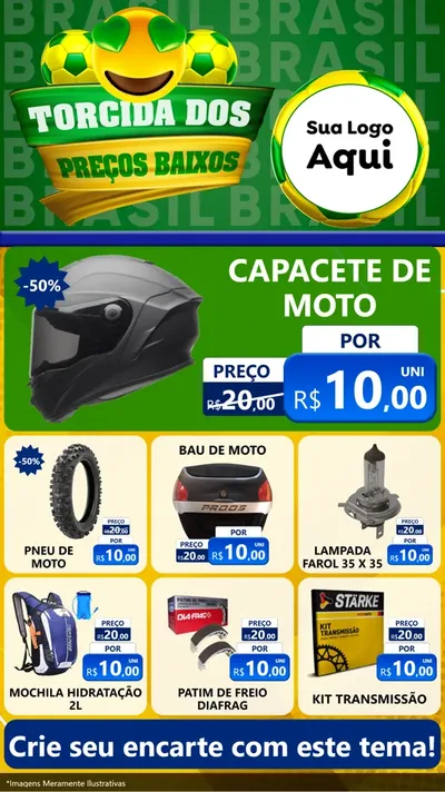 Modelo de Rede Social para Stories com o tema Torcida dos Preços Baixos - Copa para Moto peças