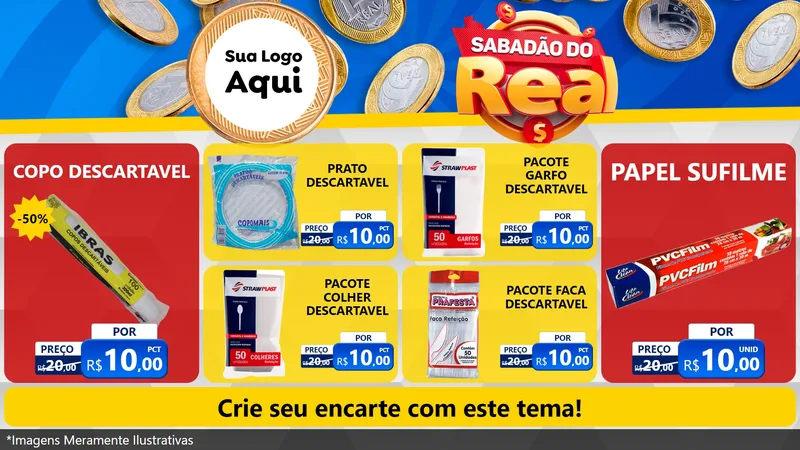 Modelo de TV para TV Horizontal com o tema Sabadão do Real para Embalagens