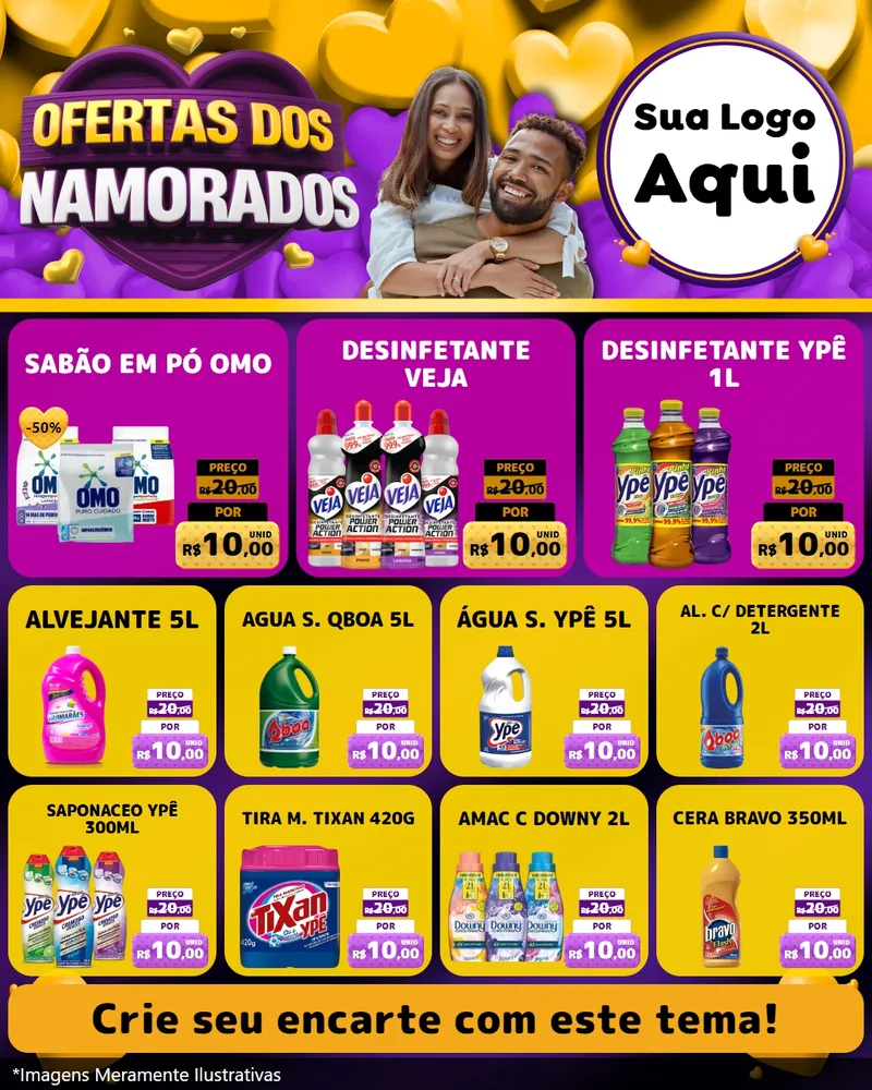 Modelo de Rede Social para Feed Instagram com o tema Oferta Dos Namorados para Produtos de Limpeza