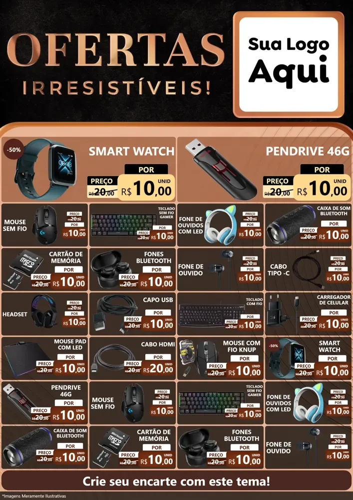 Modelo de Encarte para Encarte A4 Vertical com o tema Ofertas Irresistíveis! para Informática