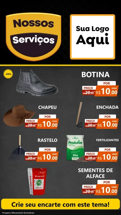 Modelo de TV para TV Vertical com o tema Nossos Serviços para Agropecuária