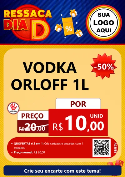 Modelo de Cartaz para Cartaz A4 Vertical com o tema Ressaca Dia D para Distribuidora de bebidas