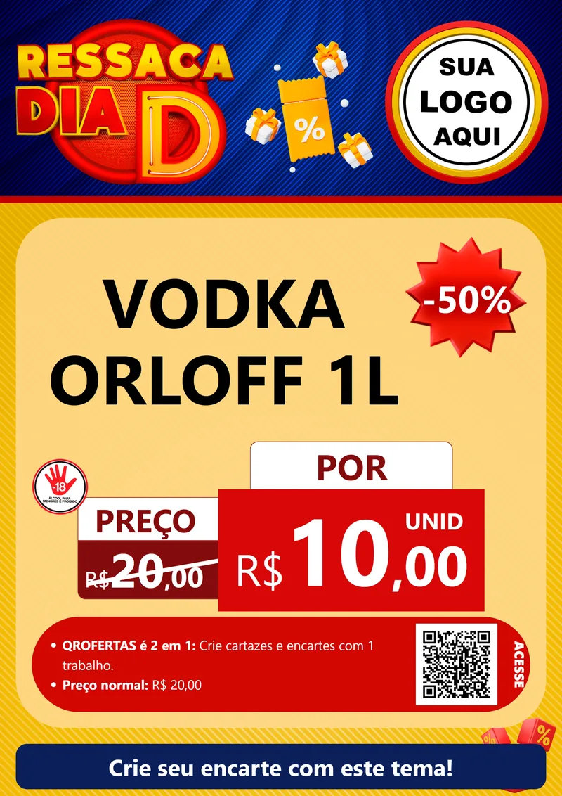 Modelo de Cartaz para Cartaz A4 Vertical com o tema Ressaca Dia D para Distribuidora de bebidas