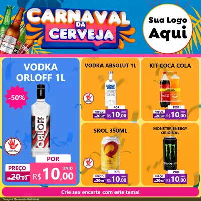 Modelo de Rede Social para Feed Facebook com o tema Carnaval da Cerveja para Distribuidora de bebidas