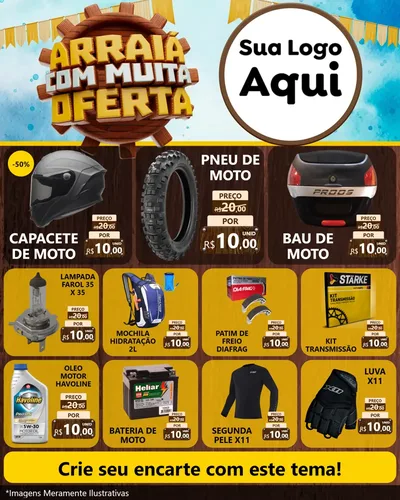 Modelo de Rede Social para Feed Instagram com o tema Ofertas de São João - Junina para Moto peças