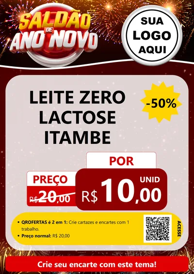 Modelo de Cartaz para Cartaz A4 Vertical com o tema Saldão de Ano Novo para Frios e Laticínios