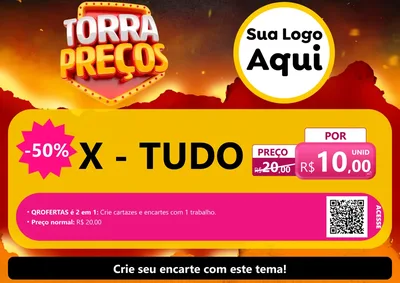 Modelo de Cartaz para Cartaz A4 Horizontal com o tema Torra Preços para Hamburgueria