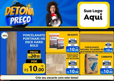 Modelo de Encarte para Encarte A4 Horizontal com o tema Detona Preços para Pisos e revestimentos