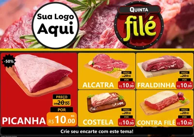 Modelo de Encarte para Encarte A4 Horizontal com o tema Quinta Filé para Açougue
