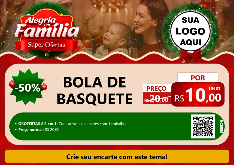 Modelo de Cartaz para Cartaz A4 Horizontal com o tema Alegria Em Família - Super Ofertas para Artigos Esportivos