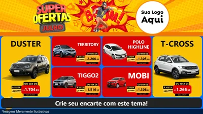 Modelo de TV para TV Horizontal com o tema Super Ofertas Julho para Concessionaria de Carros