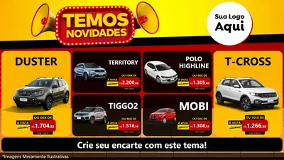 Modelo de TV para TV Horizontal com o tema Temos Novidades para Concessionaria de Carros
