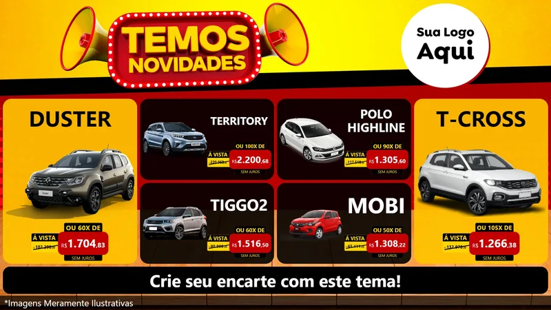Modelo de TV para TV Horizontal com o tema Temos Novidades para Concessionaria de Carros