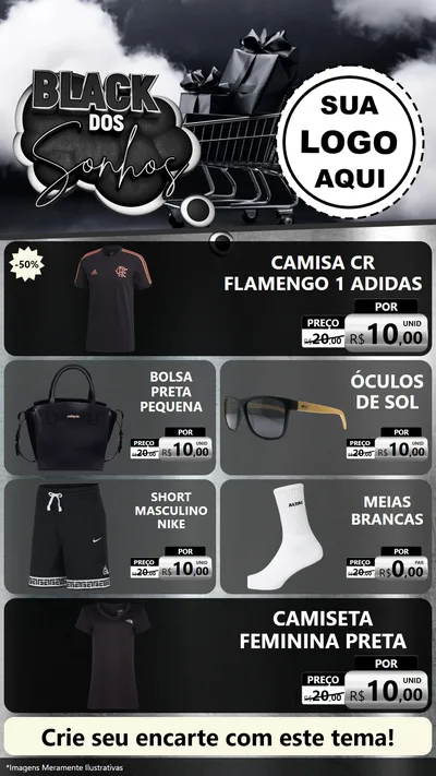 Modelo de TV para TV Vertical com o tema Black dos Sonhos para Roupas e acessórios
