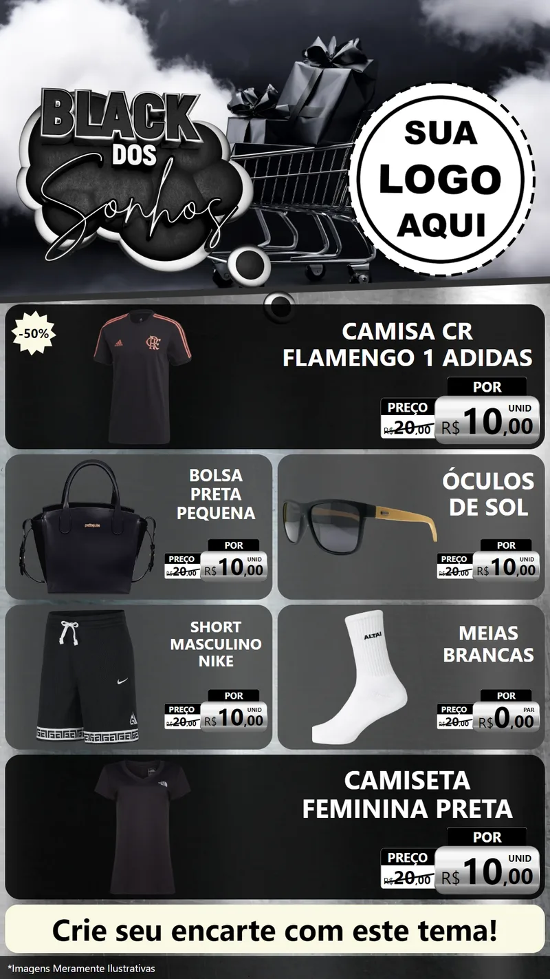 Modelo de TV para TV Vertical com o tema Black dos Sonhos para Roupas e acessórios