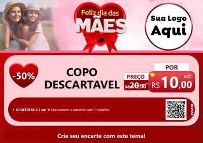 Modelo de Cartaz para Cartaz A4 Horizontal com o tema Feliz Dia Das Mães para Embalagens